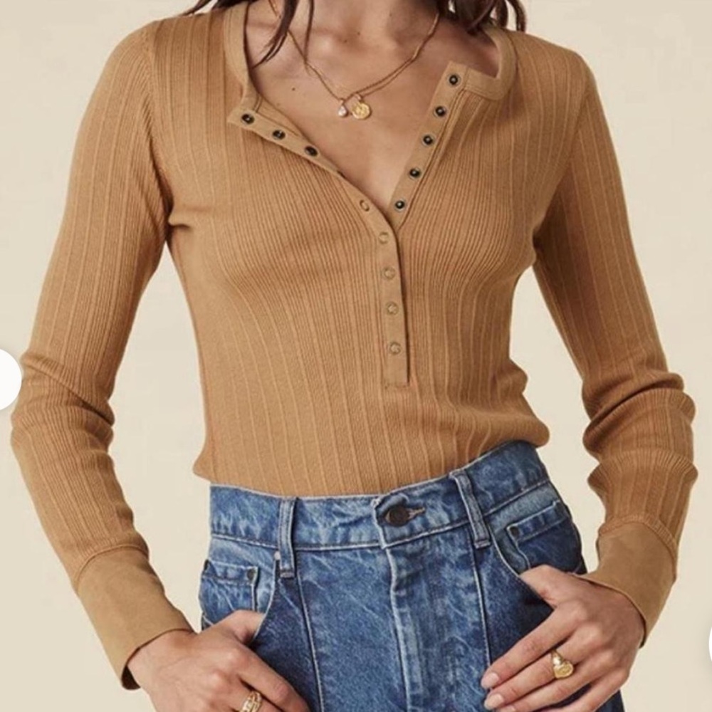 Spell Stella Rib Henley Top size Large